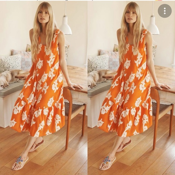 Anthropologie Dresses & Skirts - Anthropologie Dress | Phoebe Flounces Maxi Dress S | Exquise Orange Dress